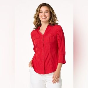 CATO- Women's Red Button-Up Top Size 22